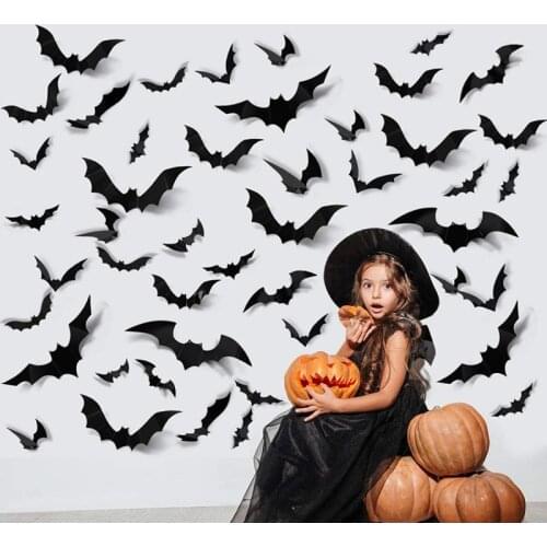 12pcs/lot Halloween Decoration 3D Bat Stickers Wall Sticker Bar Room Halloween Party Scary Props Halloween Party DIY Decoration