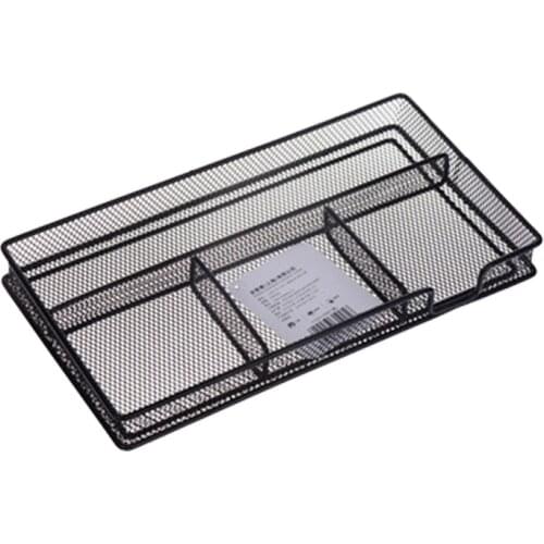 2021 office supplies desktop multifunctional stationery storage basket black metal wrought iron wire mesh desktop storage box