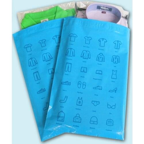 50Pcs Blue Plastic Courier Bag Clothes Printed Poly Mailer Express Shipping Packaging Bags Waterproof Mailing Envelopes 28x42cm