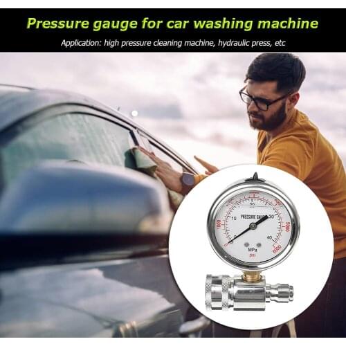 6000PSI/40MPa 3/8 inch Quick Disconnect Fitting Pressure Washer Pressure Gauge Spray Bottle Car Cleaning Tools