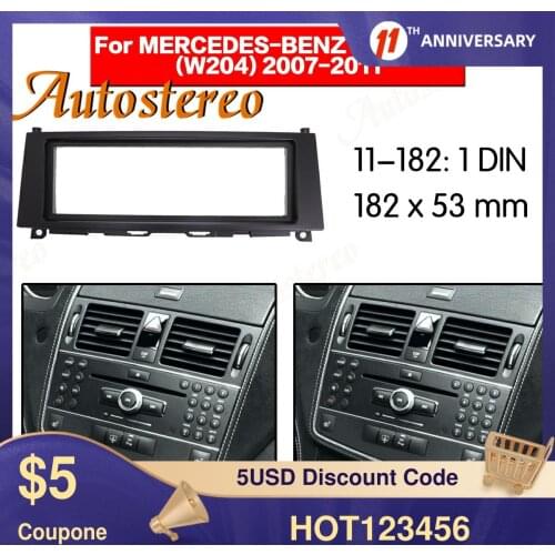 1Din Car Radio Fascia for 2007-2011 Mercedes BENZ C CLASS W204 Surround CD Installation Kit Audio Frame Trim Bezel