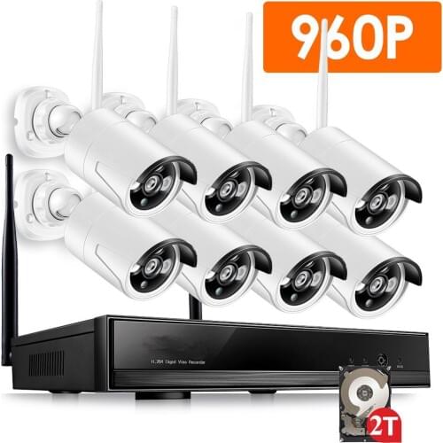 Wireless CCTV Camera Systems With Hard Drive SACAM 8CH HD 960P P2P WiFi Security Alarm NVR Kit for Indoor Outdoor