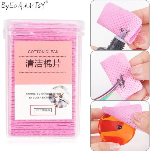 200pcs/box Lint-Free Paper Cotton Wipes Eyelash Glue Remover Wipe The Mouth of The Glue Bottle Prevent Clogging Glue Cleaner Pad
