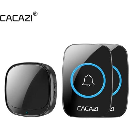 CACAZI 110db 60 Chimes 5 level 300M Range Door Calling Bell USB Wireless doorbell Waterproof Touch Button LED Light 2021 Newest
