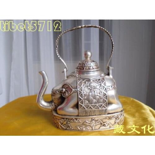 Design Decorate silver bronze coated silver elephant shape figure teapot 13 cm tall Free shipping tools wedding Decoration Brass