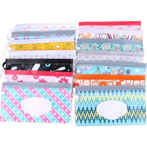 Eco-Friendly Baby Wipes Box Wet Wipe Box Cleaning Wipes Carrying Bag Clamshell Snap Strap Wipe Container Case