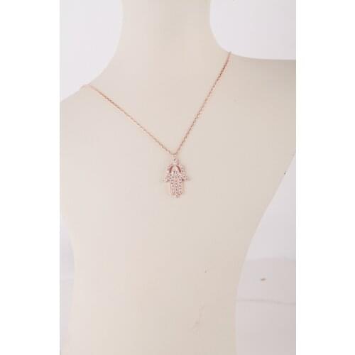 UM US JEWELRY Roz Plated Hand Pattern 925 Sterling Silver Necklace