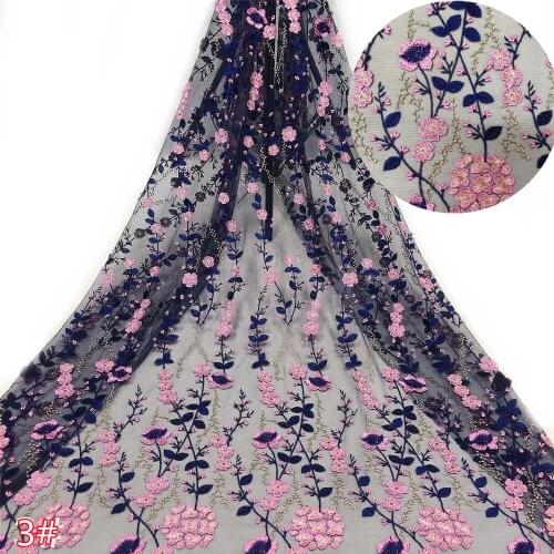 Hot-selling multicolor flower high-quality tulle embroidery, African lace fabric, suitable for fashionable ladies' skirts