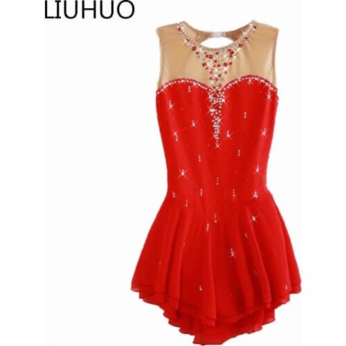 LIUHUO Women Figure Skating Dress for girls performance suit Artistic gymnastics Ice Skating dress Ballet Dance Dress