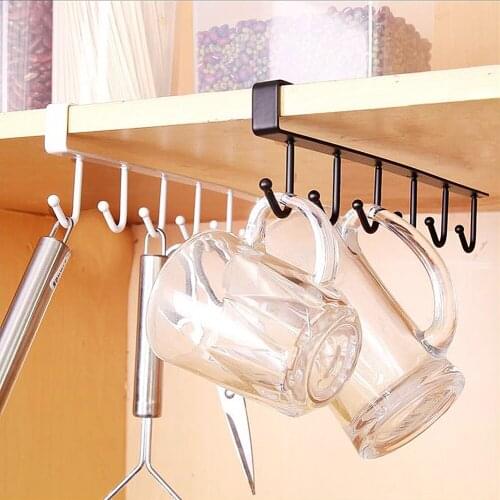 Multifunction Nail Free Hook Mug Holder Under Shelf Mug Hooks Rack Hanger Coffee Cup Holder for Kitchen