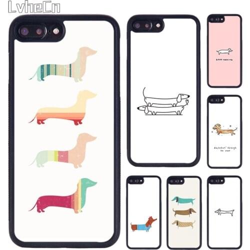 LvheCn Cartoon Dachshund Sausage Dog Phone Case For iPhone 5 SE 6s 7 8 Plus 11 12 Pro X XR XS Max Samsung galaxy S8 S9 S10 plus