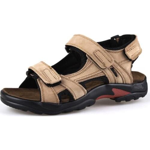 Top quality sandal men sandals summer genuine leather sandals men outdoor shoes men leather sandals plus size 39-48