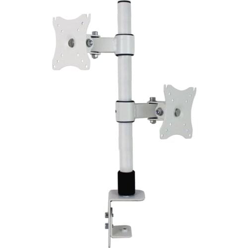 HILLPORT XD10 14-24" Dual Suporte Monitor Desktop Stand Holder PC Clamp Grommet Hole Base Mount Foldable Arm 8kg Soporte White