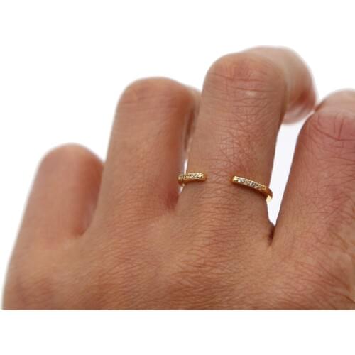 2018 New Fashion gold Color Wedding Rings Jewelry Women Cubic Zirconia Open Engagement Jewelry minimalist design