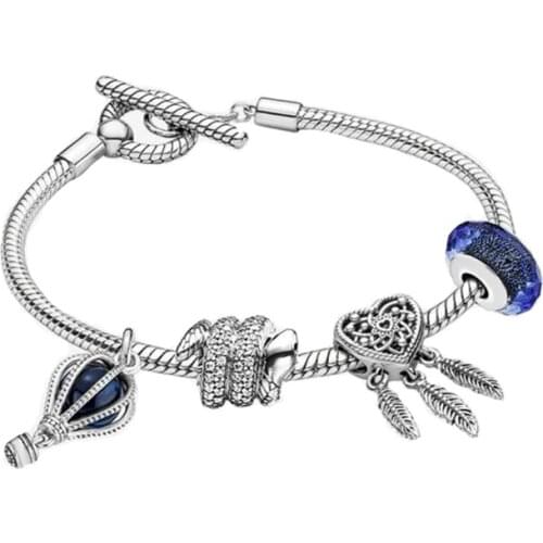 2020 New Autumn Hollow Love Blue Balloon Bracelet Charm Set, High-quality Jewelry For Romantic Birthday Gifts Couples