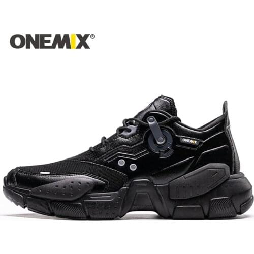 ONEMIX New Men Black Running Shoes Technology Style Comfortable Damping Fashion Sport Tennis Shoe Men Jogging Sneakers