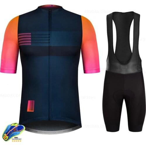 Raudax Mens Clothes Wear Better Rainbow Team Raudax Cycling Jersey Short Sleeve Cycling Clothing Summer Road Bike Sets