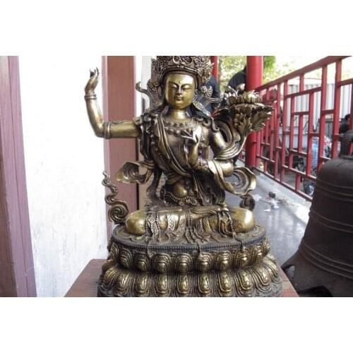 Song voge gem S0506 Tibet Buddhism Copper Bronze Gild Manjusri padma Bodhisattva Guan Yin Kwan-Yin