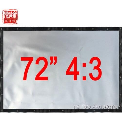 72" 4:3 Cheapest Portable Metal Silver Front Projection 3D Projector Screen Curtains Film for HD DLP Beamer Home Theater Display