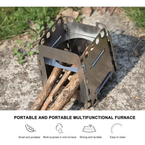 Outdoor Portable Camping Wood Stove Foldable Stainless Fishing Firewood Stove for Fishing Backpacking Hiking Picnic