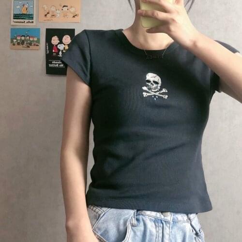 Casual Women Soft Cotton O Neck T-shirt 2021 Summer Fashion Ladies High Street Slim T-shirt Female Printed T-shirt Top