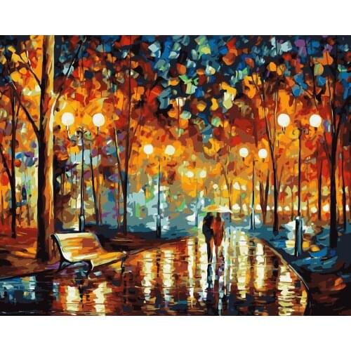 ROYALDREAM Walking Under The Lamp Diy Digital Painting By Digital Modern Wall Art Pictures for the home wall art Works