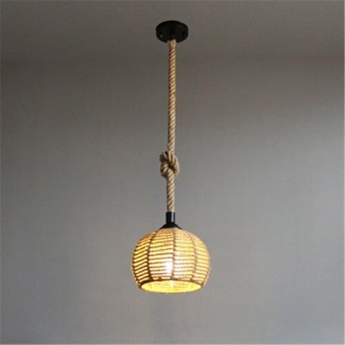 Nordic Retro Hemp Rope Pendant Lights Simple Hanging Pendant Lamp Creative Cafe Bar Restaurant Suspension Industrial Lamp Decor