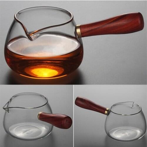 Side Handle Glass Fair Cup Tea Drain Set Borosilicate Glass Tea Sea Cup Durable Heat Resistant Household Kung Fu Tea Set 300ml
