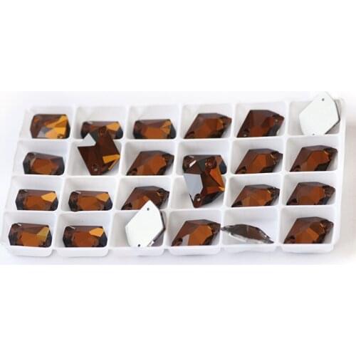 Crystal 5A Glass Rhinestone Sewing Stone Cosmic Shape Smoked Topaz Color Crystal Flatback Strass Sew On Rhinestone For Clothes