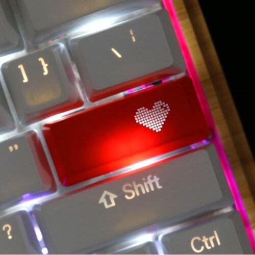 T3EE Red Love Heart Pattern Keyboard Keycap Mechanical ENTER/ESC Key Hat for PC Computer Notebook Use Supplies