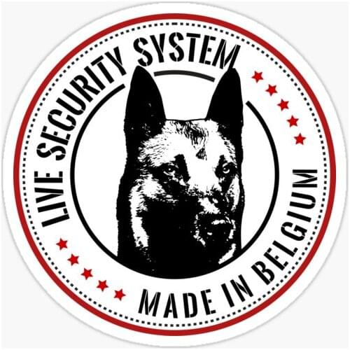 JuYouHui Exterior Accessories Decal LIVE SECURITY SYSTEM MADE IN BELGIUM Belgian Malinois Vinyl Decals Car Stickers PVC 12cm