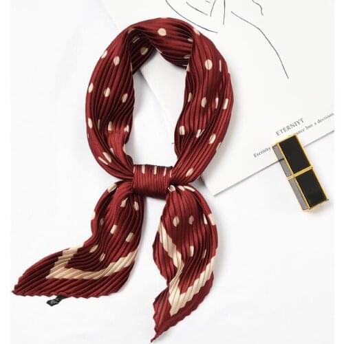 Yishine Wrinkle Neck Scarf Women Dots Print Fashion Crepe Kerchief Scarves New Headband Crumple Handlebag Wraps Scarf