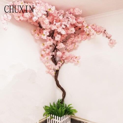 1Pc Cherry Blossom Tree Artificial Flowers Home Hotel Decoration Desktop Corner Layout DIY Wall Decoration Cherry Blossom