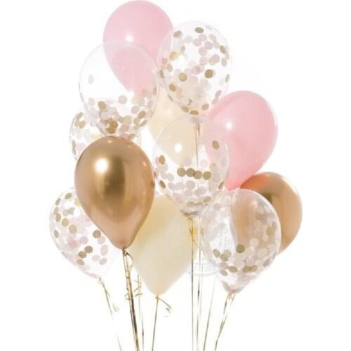 12pcs/lot 12inch new Gold pink blue Balloons gold white pink blue confetti Wedding Birthday Party Decor Helium Supplies