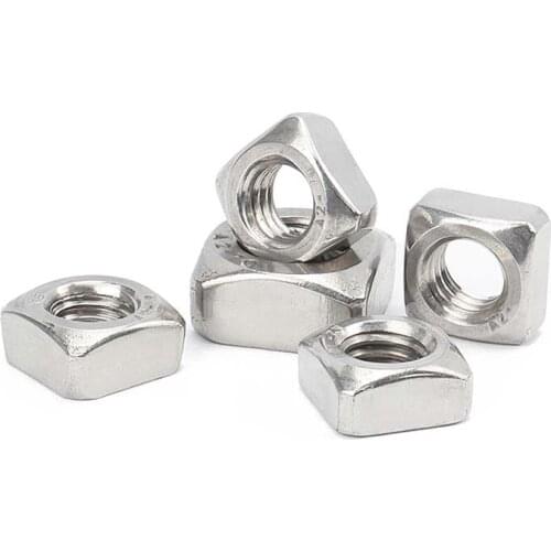 20/100pcs 304 A2 Stainless Steel Metric Threaded Square Nut M3 M4 M5 M6 M8 M10 M12 Four square Quadrate DIN557 High Quality GB39