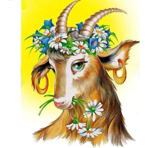 5D DIY Diamond Painting Flower Goat Room Decor Diamond Embroidery Diamond Mosaic Cross Stitch Full Round Diamond Decor Home Gift