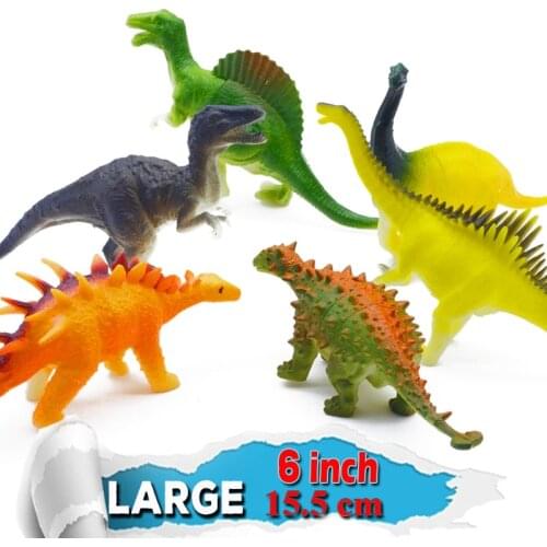 6Pcs Simulation Soft Rubber Dinosaur Model Toy Creative Tyrannosaurus Toy Figures for Kids Gifts Classic Interactive Game Toys