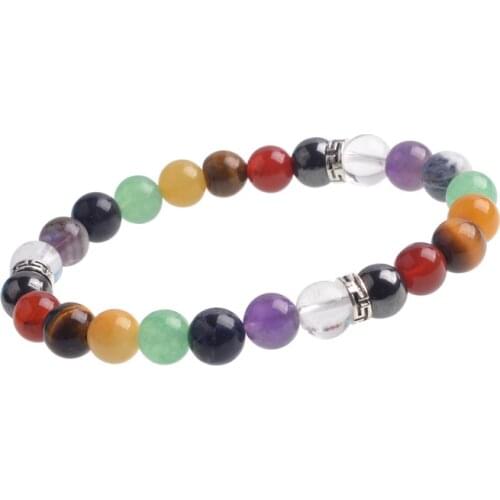 7 Chakra Healing Bracelet with Real Stones Mala Meditation Mens and Womens Religious Jewelry Stretch Charm s