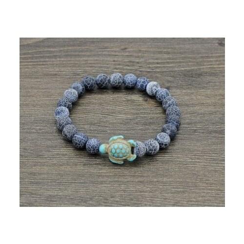8mm ej32 Black weathering agate bead Bangles turquoise tortoise Buddha Prayer Yoga Bracelet Onyx Matte women men nature stone
