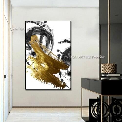 Abstract Gold Thick Art Handmade Oil Painting Canvas Gold Paintings Wall Pictures Art Wall Artwork For Dining Room Decoration