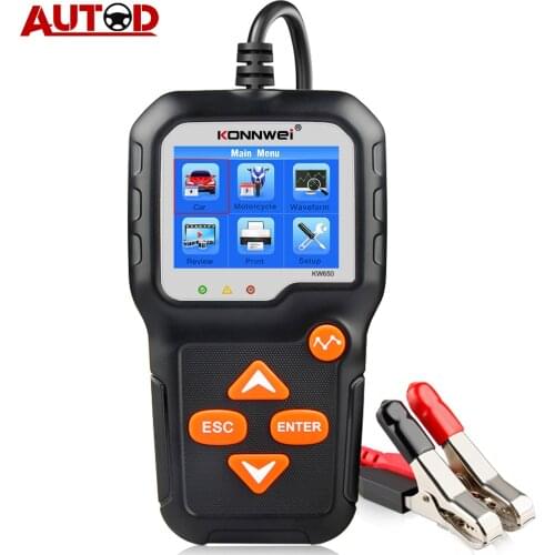 KW650 6V 12V Car motorcycle Battery Tester Analyzer 100 to 2000 CCA Cranking Charging Test Tool for the Car Battery Analyzer