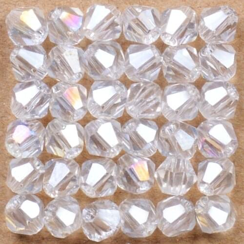White AB Bicone Beads 100PCS/LOT 4mm Czech Loose Crystal Beads/Faceted Glass Beads for DIY Jewelry Necklace Bracelet