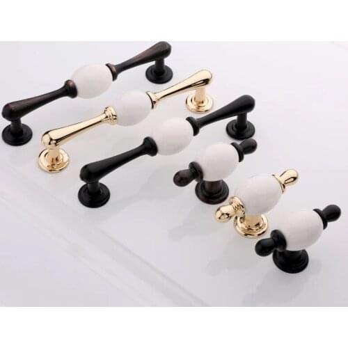 Free shipping Retro furniture zinc alloy handle Antique wardrobe dresser cabinet door knob Ceramic drawer knob Kitchen pull128mm