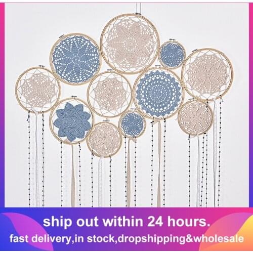 DIY Large Doily Lace Dream Catcher Set Wedding Background Room Decoration Indian Style Wall Hanging Dreamcatcher Attrape Reve