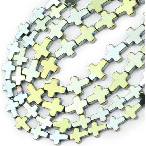 Cross Jesus Hematite Natural Stone Green Spacer Loose Beads For Jewelry Making Diy Bracelet Accessories Findings 4x6/6x8/8x10MM