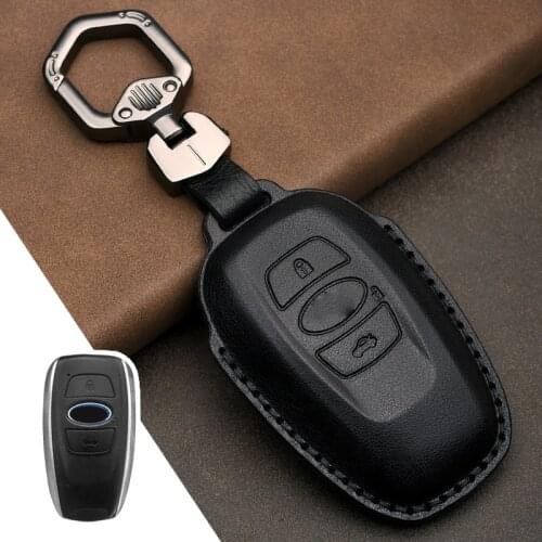Leather Car Key Case Cover Shell for Subaru Legacy Impreza Forester Xv Trezia BRZ Wrx Levorg Outback 3 Buttons Key