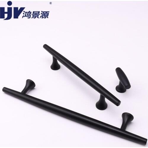HJY Zinc Alloy Black Cabinet Handles Cupboard Pulls Furniture Drawer Knobs Modern Wardrobe Kitchen Door Handle Hardware C24029