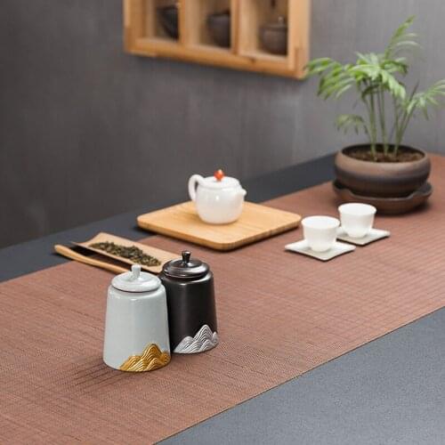 Travel Tea Caddy Ceramics Puer Tea Tea Storage Box Tea Jar Candy Jar Container Storage Box for Home Use Small Storage Chests