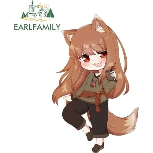 EARLFAMILY 13cm x 8.1cm for Spice and Wolf Funny Car Stickers Occlusion Scratch Waterproof Decal Bumper Windows Car Assessoires