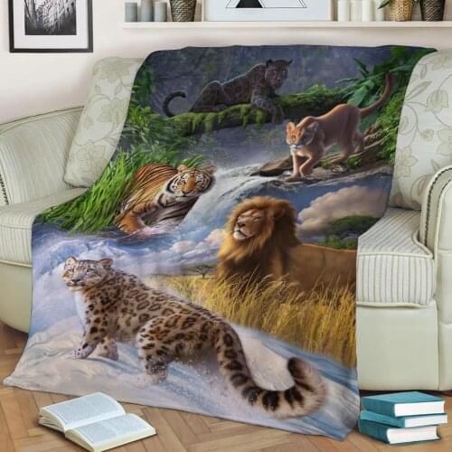 Big Cats Flannel Throw Blanket 3D Printed Keep Warm Sofa Child Blanket Home Decor Textiles Dream Family Gift